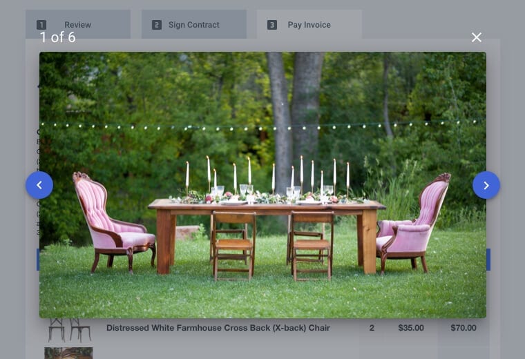 Photo-driven proposals for party rental companies using Goodshuffle Pro's best party rental software
