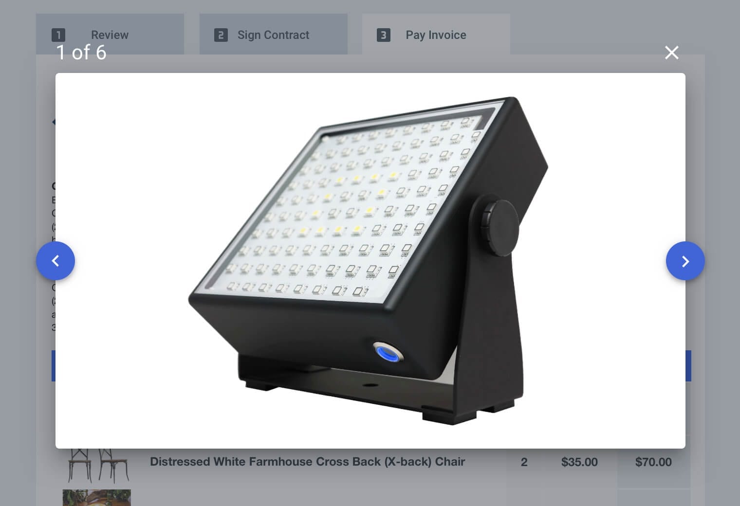 Event rental equipment system Goodshuffle Pro invoice for uplight